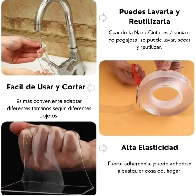 Cinta Doble Faz Lavable y reutilizable